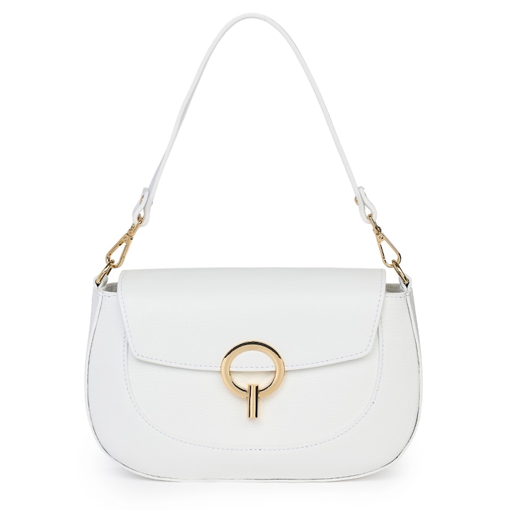 Geanta dama din piele naturala Rosalia alba