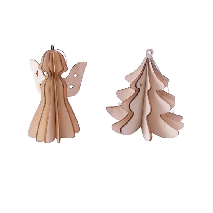 Set de 2 figurine decorative, Tropic, 10 cm, lemn