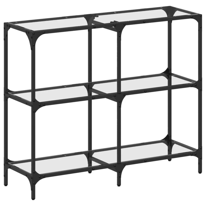 Конзолна маса vidaXL, с прозрачен стъклен плот 98x30x81 см стомана