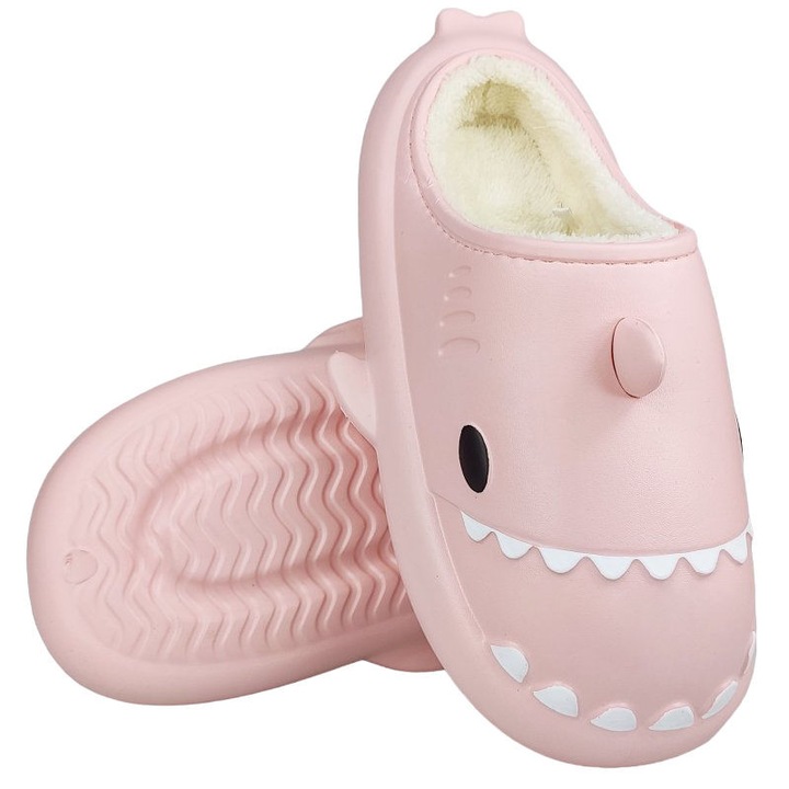 Slapi Permani, model rechin, roz, spuma EVA, cu izolatie, pentru femei