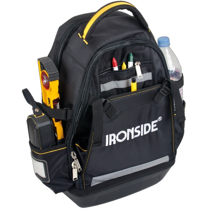 Rucsac unelte Ironside 25L buzunare negru-galben 32x51x17.5cm
