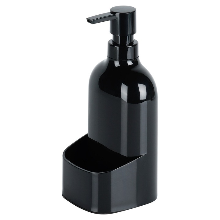 Dispenser lichid de spalat vase Vilde, 500 ml, cu suport pentru burete, negru, 9,5x9,7x21 cm