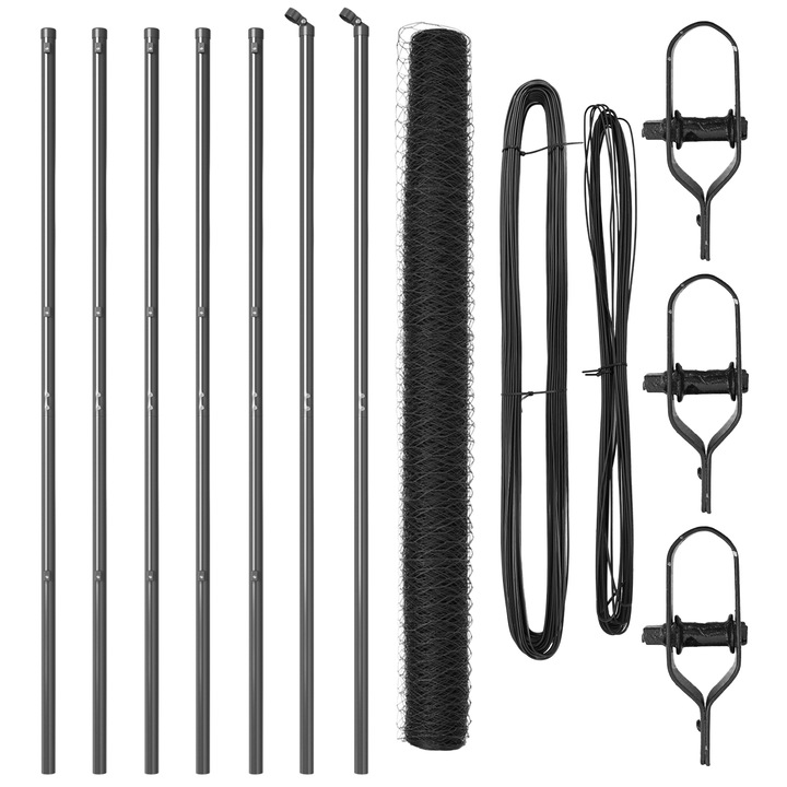 Gard hexagonal vidaXL, gri 1,5x10 m otel