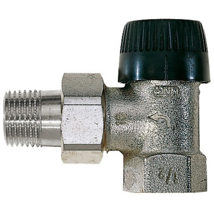 Robinet termostatic, unghiular, cu insertie BB, 1/2 inch, fara prereglare