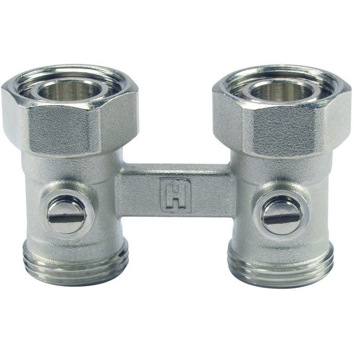 Robinet dublu, drept, 2 tevi cu inchidere, 3/4 inch, etansare