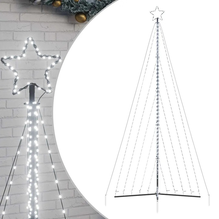 Brad de Craciun cu LED-uri, 570 LED-uri, alb rece, 399 cm
