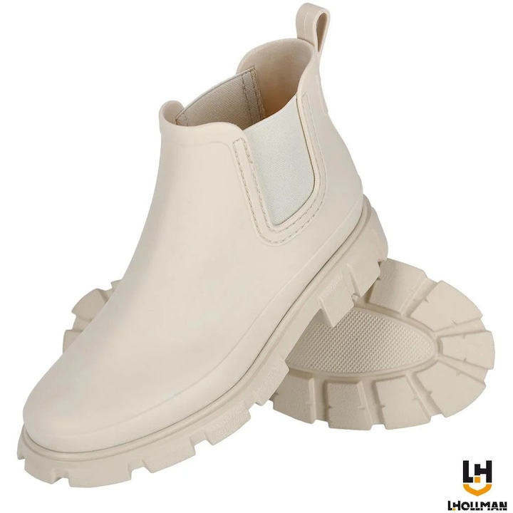 Ghete bej, PVC, cu insertie elastica, Bej