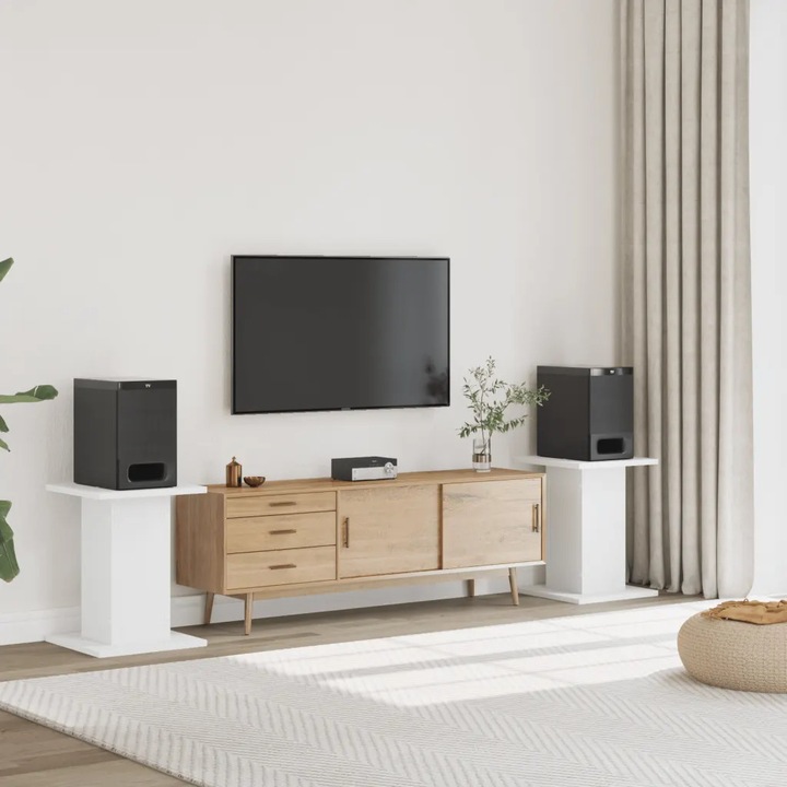 Suporturi pentru boxe, 2 buc., alb, 30x30x60 cm