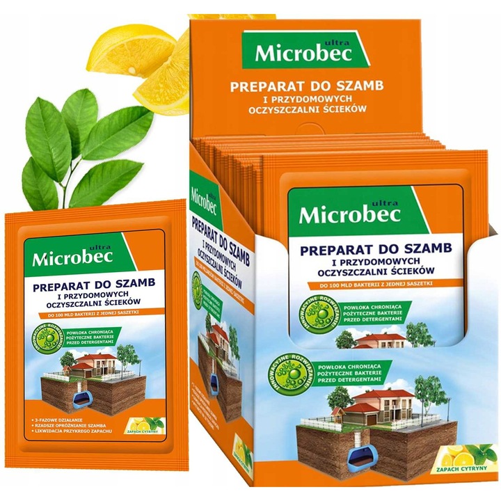 Bros - Preparat pentru fose septice, set 18 bucati, 25g, aroma de lamaie