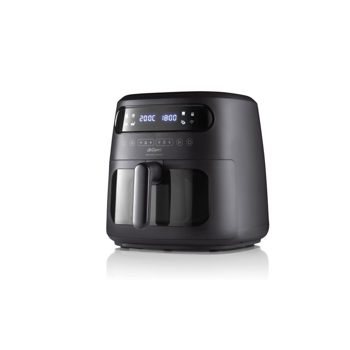 Friteuza cu aer cald Transa Electronics 8L 2200W cu iluminare LED, 12 programe, argintiu/negru