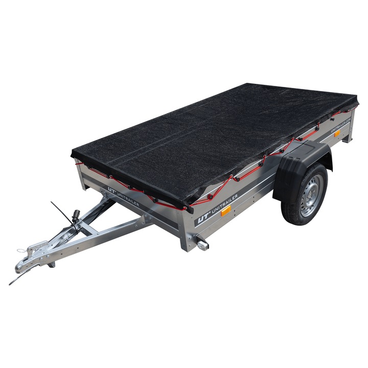 Set Plasa de protectie pentru remorca, Al-Ko, 1496134, Material: Polietilena, Gramaj: 220 G/M², Ochiuri Fine, Cordon Elastic Pe Margine, 180 x 300 cm, Negru