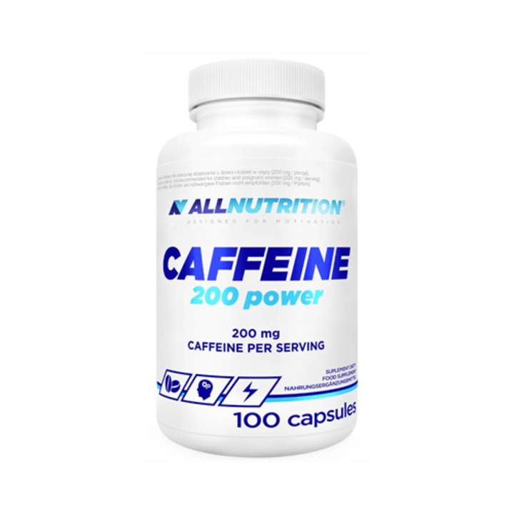 Supliment Alimentar ALLNUTRITION Caffeine, 100 Capsule, Cofeina in capsule, 200mg