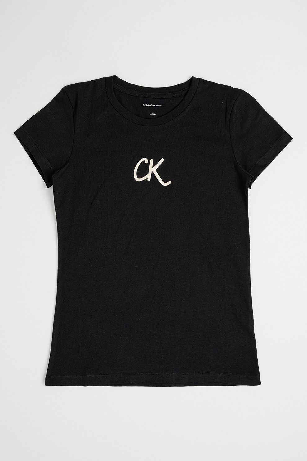 CALVIN KLEIN, Tricou slim fit de bumbac, Negru, Bej deschis, 164 CM