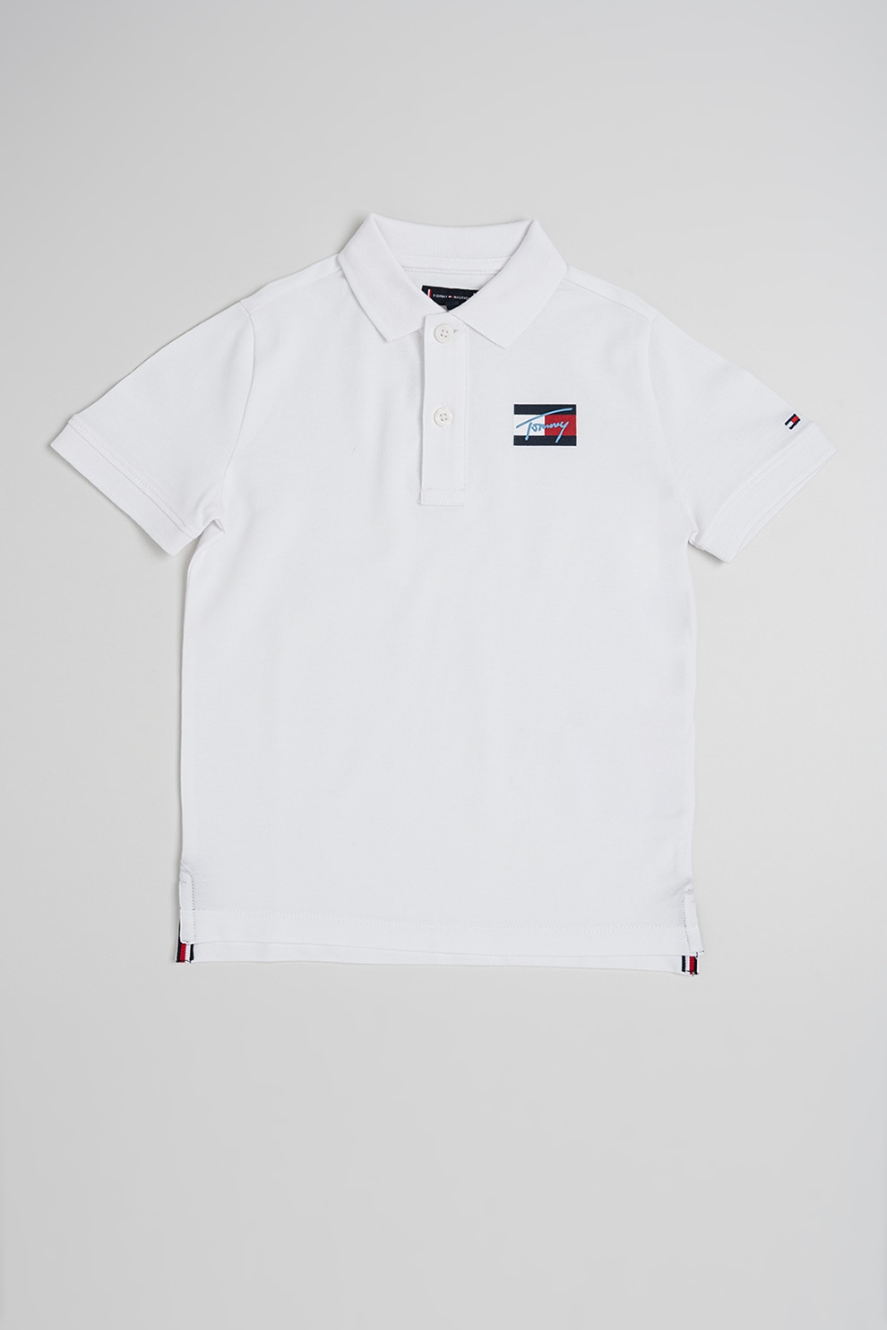 Tommy Hilfiger, Tricou polo cu logo pe piept, Rosu, Albastru inchis, Alb optic, 176 CM