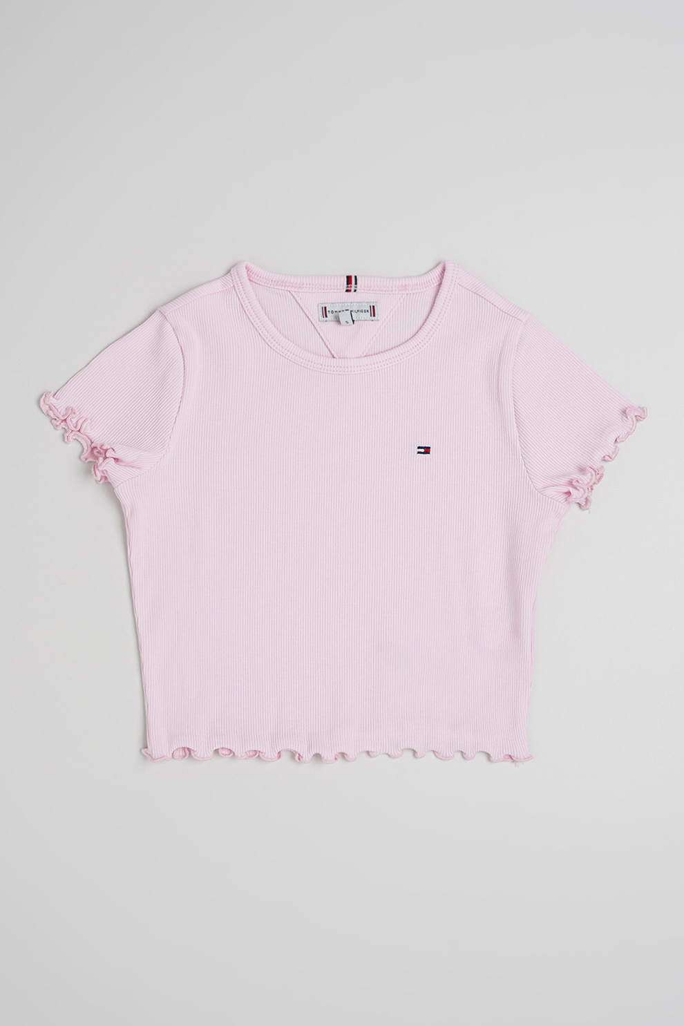 Tommy Hilfiger, Tricou crop slim fit Essential, Roz pastel, 152 CM
