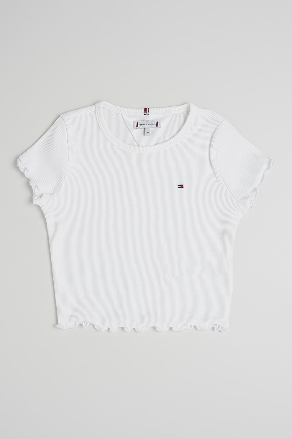 Tommy Hilfiger, Tricou crop slim fit Essential, Alb optic, 164 CM