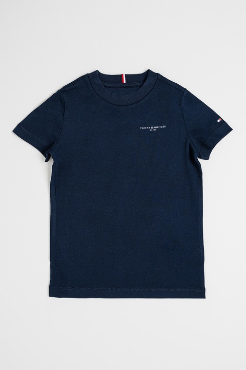 Tommy Hilfiger, Kerek nyakú pamutpóló, Fehér/Tengerészkék