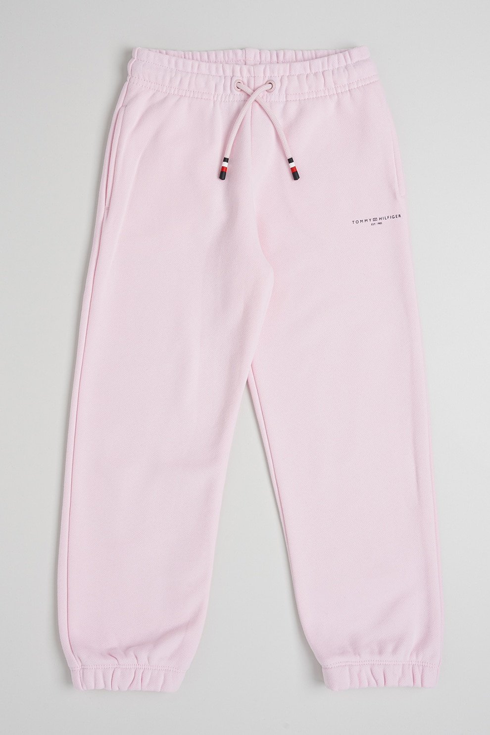 Tommy Hilfiger, Pantaloni de trening din amestec de bumbac cu snur ajustabil, Roz pastel, 152 CM