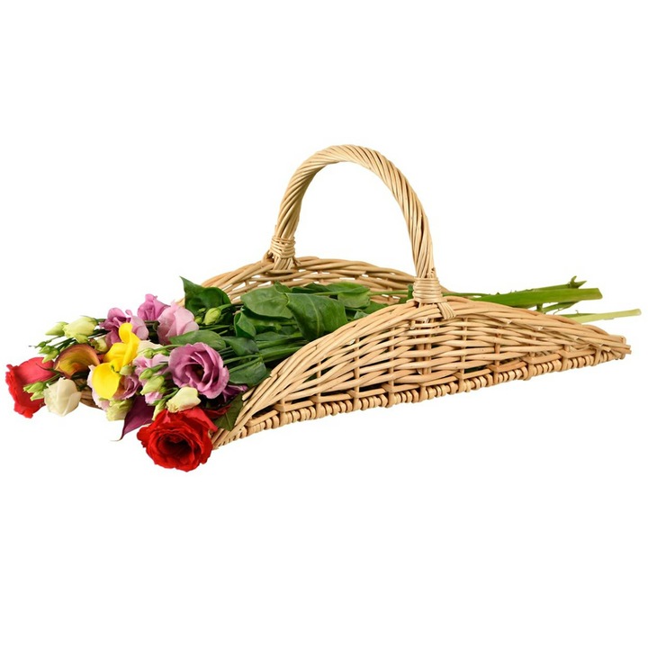 Cos Din Rachita Pentru Flori Si Plante, Esschert Design, Impletit, Usor Si Confortabil De Purtat, Maner Lat Pentru Umar, Sigur Pentru Plante, Fund Stabil, 54 x 24.5 x 33 Cm