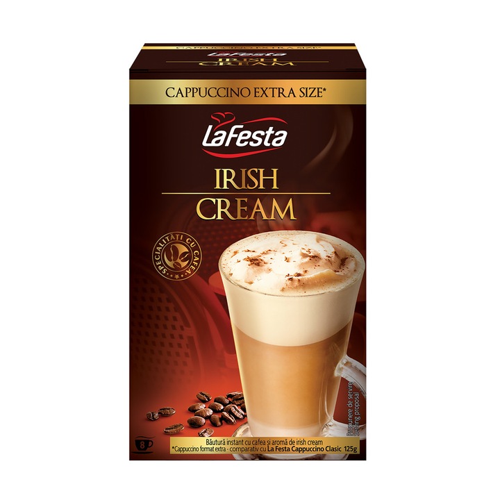 Azonnal oldódó ital, La Festa, Cappuccino Irish Cream, 8x22g tasak