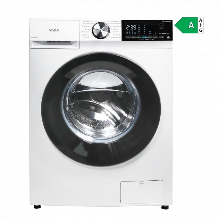 Masina de spalat rufe VIVAX WFL-140816PMI, 8kg, 1400 RPM, BLDC Motor Inverter, Clasa A, Steam Hygiene, Children's sensitive laundry, Eco, Display digital, Control electronic, Stain Magic, Quick Wash, Delay Start, 16 Programe, Alb