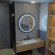 Oglinda LED Rotunda, 70cm, Sistem Dezaburire, Ceas & Termometru, Dimabil