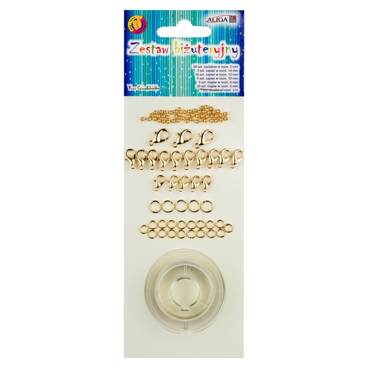 Set creativ de 93 piese pentru bijuterii Aliga auriu 3mx2mm