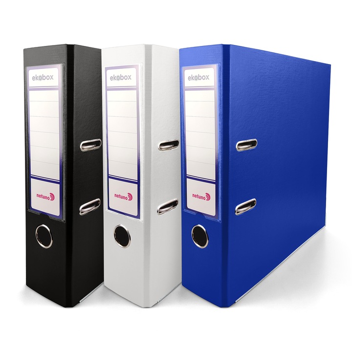 Комплект етажерки за книги, Netuno, ламинирани, 80 мм, A4, джоб за етикети, превъзходно качество, лесни за съхранение, издръжливи, помагат за организиране на документи, 210 x 297 мм, многоцветни, 100 листа