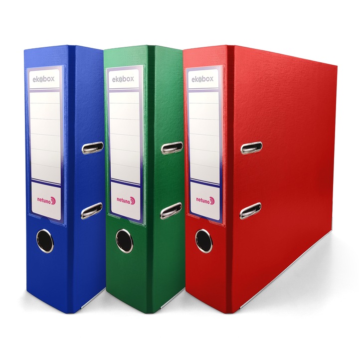 Комплект етажерки за книги, Netuno, ламинирани, 80 мм, A4, джоб за етикети, превъзходно качество, лесни за съхранение, издръжливи, помагат за организиране на документи, 210 x 297 мм, многоцветни, 100 листа