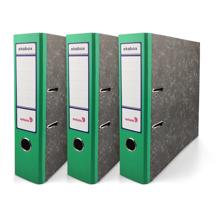 Комплект етажерки за книги, Netuno, ламинирани, 75 мм, A4, джоб за етикети, превъзходно качество, лесни за съхранение, издръжливи, помагат за организиране на документи, 210 x 297 мм, зелени, 3 части