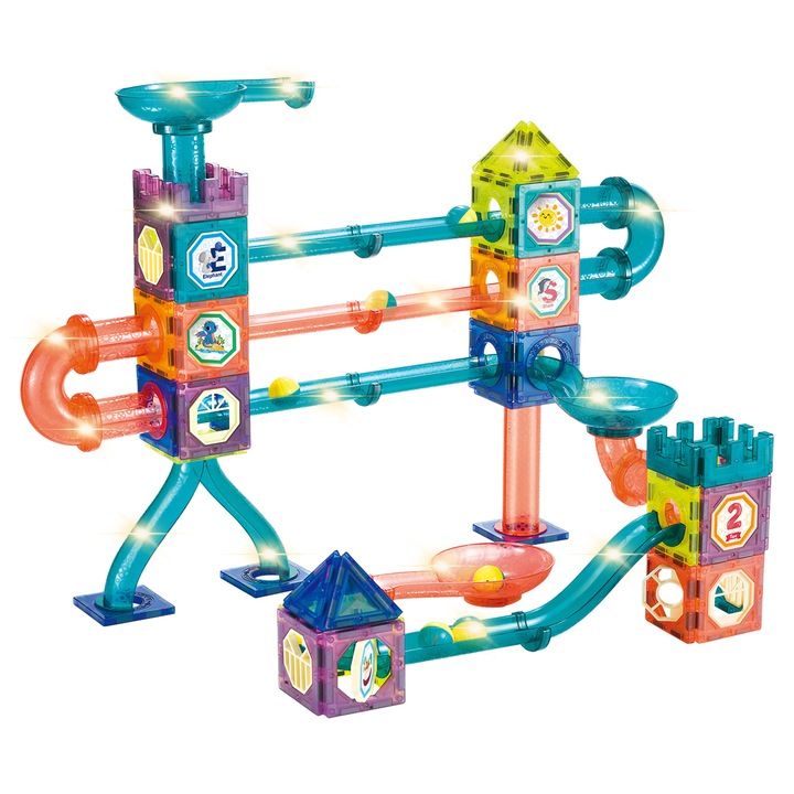 Магнитен конструктор, qipuneky, 151 цветни блока, екологични материали, взаимодействие родител-дете