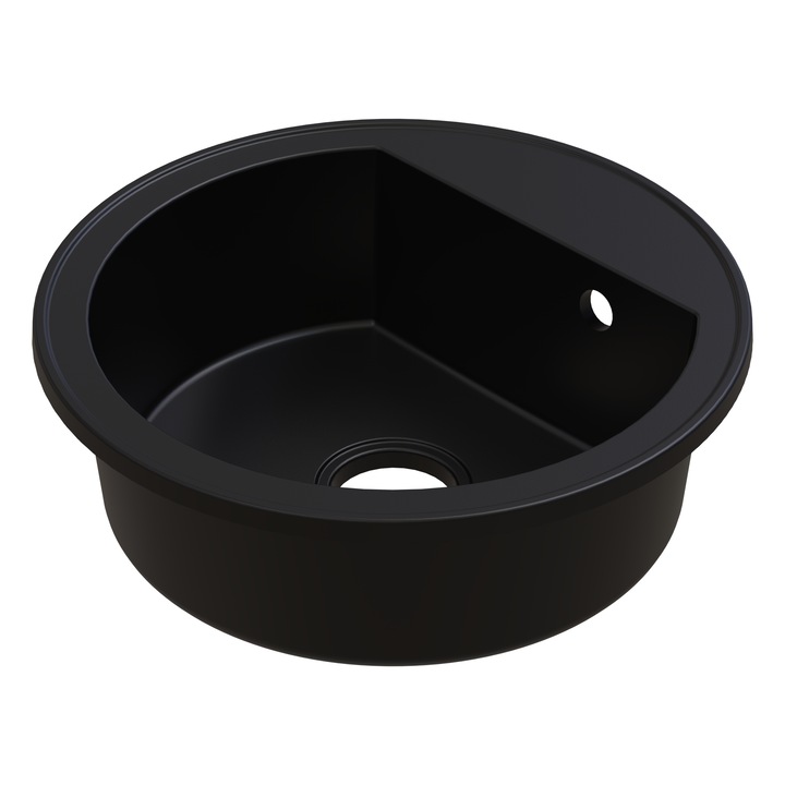 Chiuvetă rotundă SanDonna Waltz Bertha din granit compozit, 510x510mm, adâncime cuvă 180mm, montaj încastrat