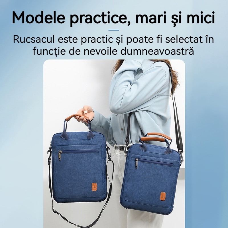 Geanta pentru laptop, Fudisenn, pentru laptopuri de pana la 13 inci, impermeabila, cu maner si curea de umar, fermoar, buzunare multiple, poate fi purtata pe spate, neagra