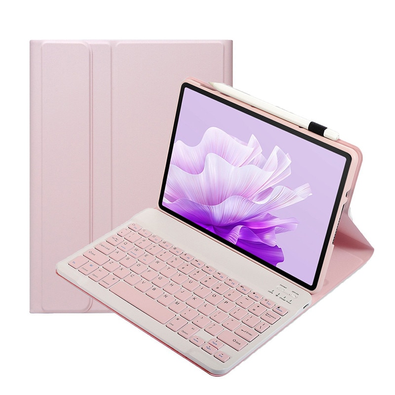 Husa tableta, tastatura Bluetooth, Fudisenn, Husa cu tastatura pentru Lenovo IDEA Tab PRO, 12,7 inci, detasabila, acoperire completa si rezistenta la caderi, roz