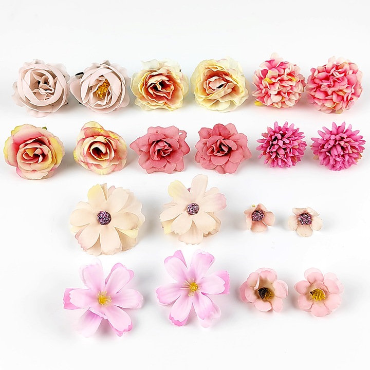 Комплект от 20 изкуствени цветя, ципунекия, различни цветове, за вътрешна употреба