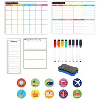 Set planificatoare magnetice frigider qipuneky, PET, magnet puternic, culori variate, planificare, note cumparaturi, stergere usoara reutilizabil, suprafete metalice, casa‑birou‑elevi