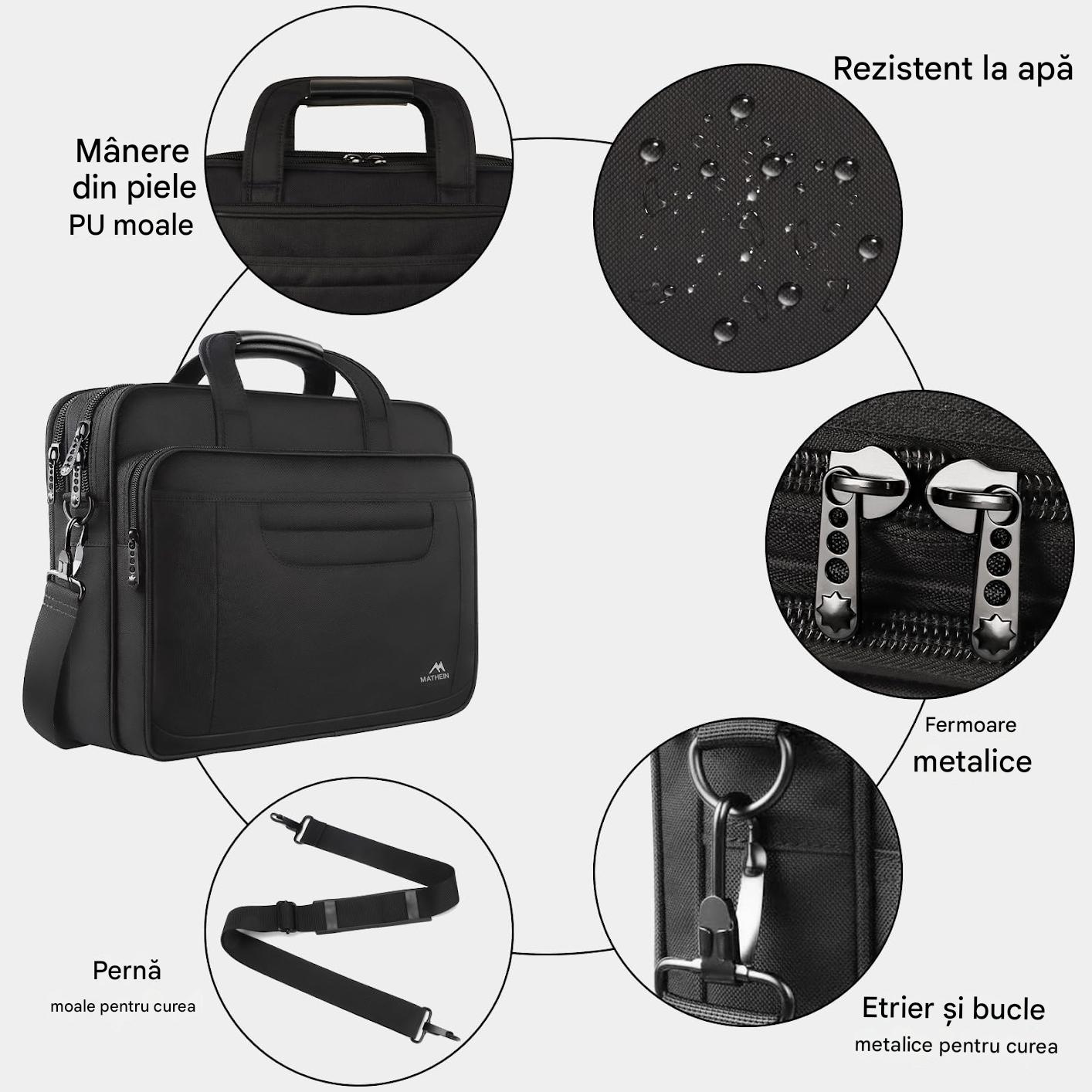 Matein Servieta pentru Laptopuri 15.6 Inch Geanta de Afaceri Eleganta Multifunctionala Mesager din Nailon pentru Calculator