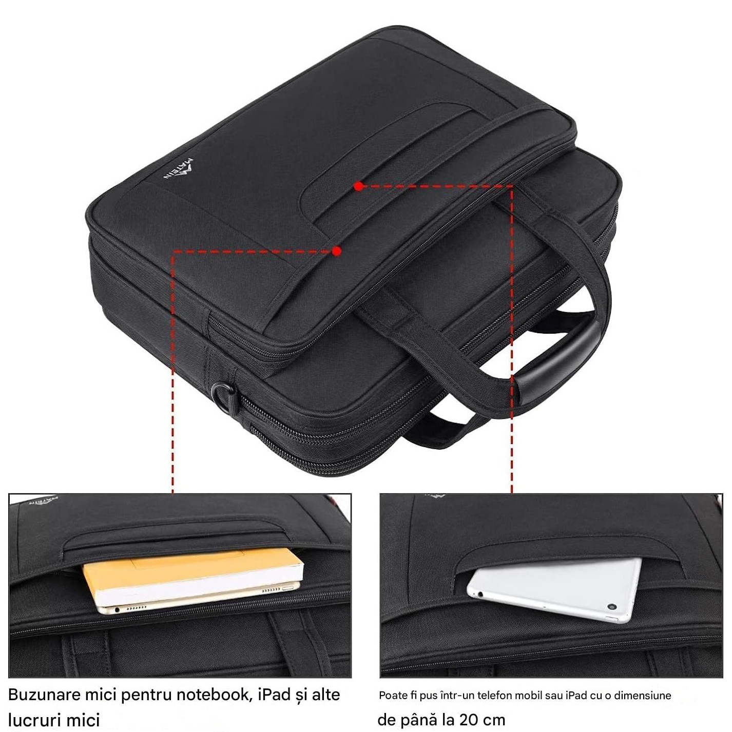 Matein Servieta pentru Laptopuri 15.6 Inch Geanta de Afaceri Eleganta Multifunctionala Mesager din Nailon pentru Calculator