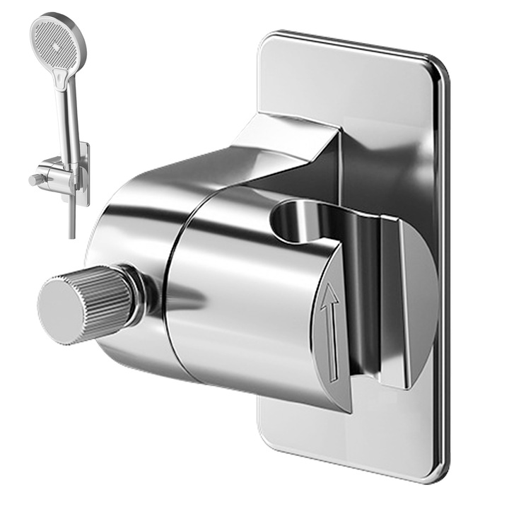 Öntapadós zuhanyfejtartó, qipuneky, 360 fokban állítható, ezüst