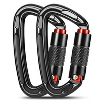 Set de carabiniere cu blocare automata 25KN, SWJOYOL, negru, 2 bucati, pentru alpinism si activitati in aer liber