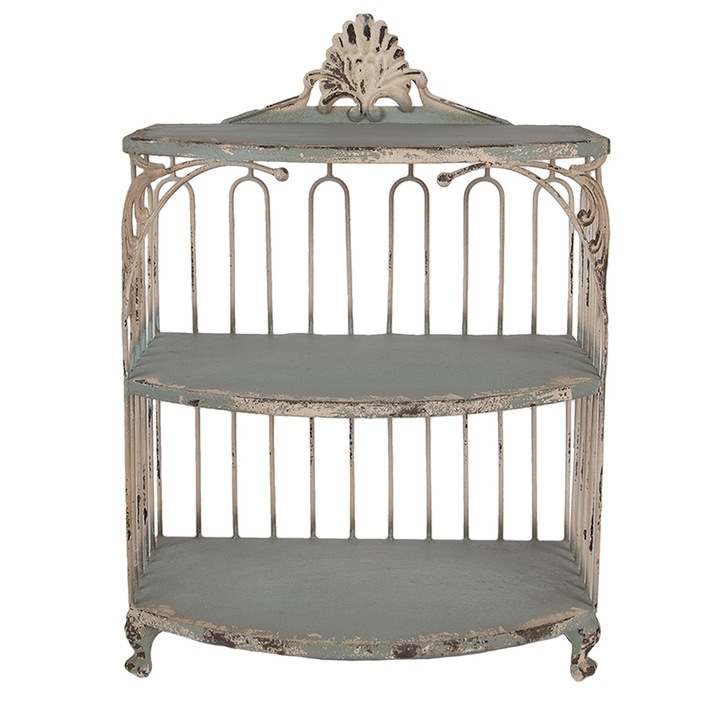Vintage zöld bézs vas polc 38x23x55 cm