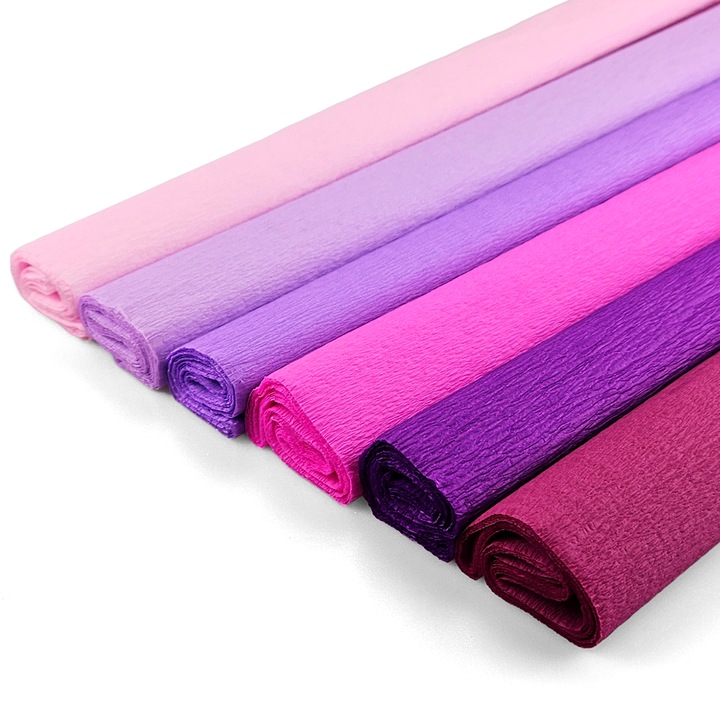 Kézzel Készített Papírkészlet, Netuno, Papíranyag, Vastagság 0,1 Mm, Kiváló Minőség, Barkácsoláshoz, Kreativitáshoz, Dekorációk Készítéséhez, Lila Szín, 200 Cm X 50 Cm, Többszínű, 6 Darab