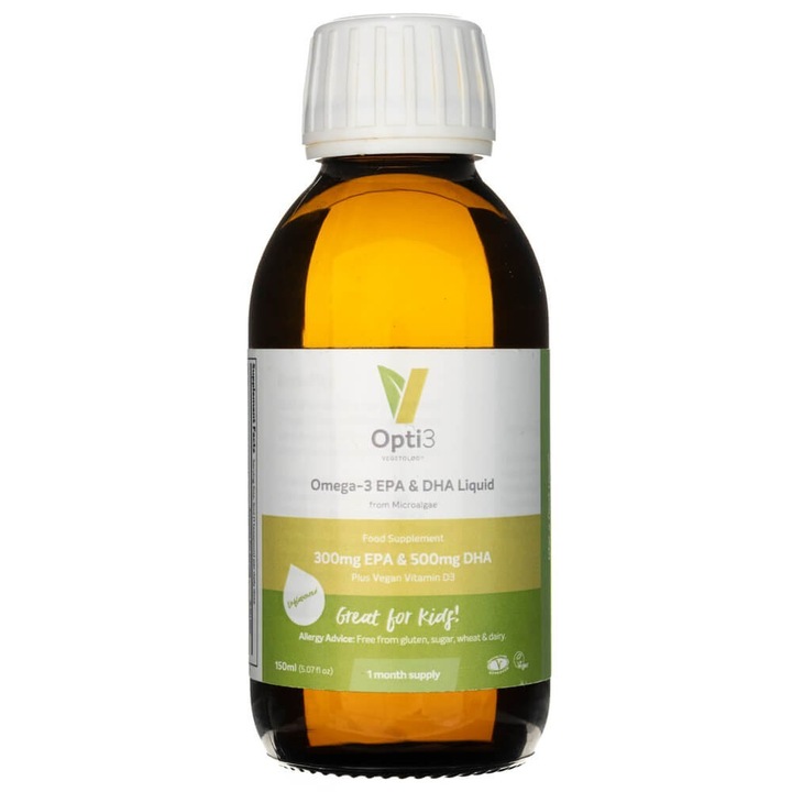 Vegetology Omega-3 DHA & EPA + D3-vitamin folyékony, ízesítetlen, 150 ml
