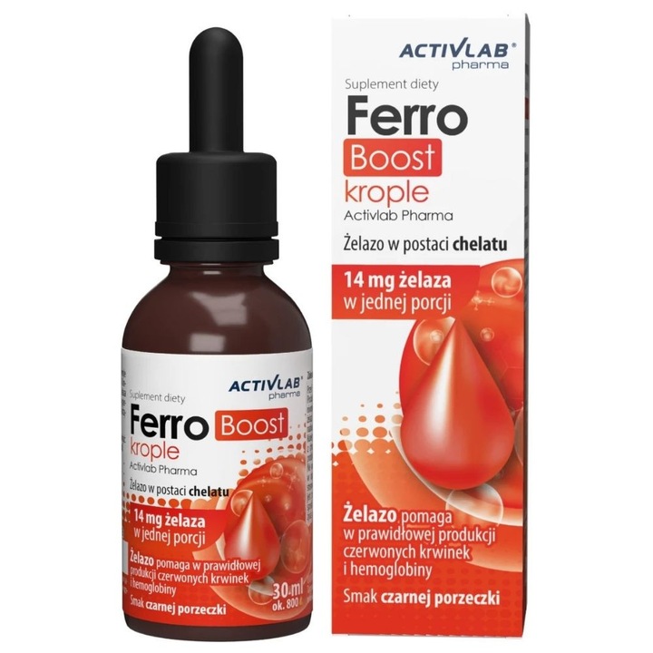 Activlab Pharma FerroBoost, fier in picaturi, coacaze negre, 30 ml