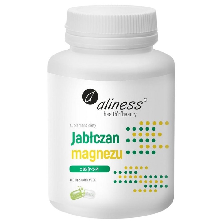 Aliness Magneziu malat 100 mg cu vitamina B6 (P-5-P), 100 capsule
