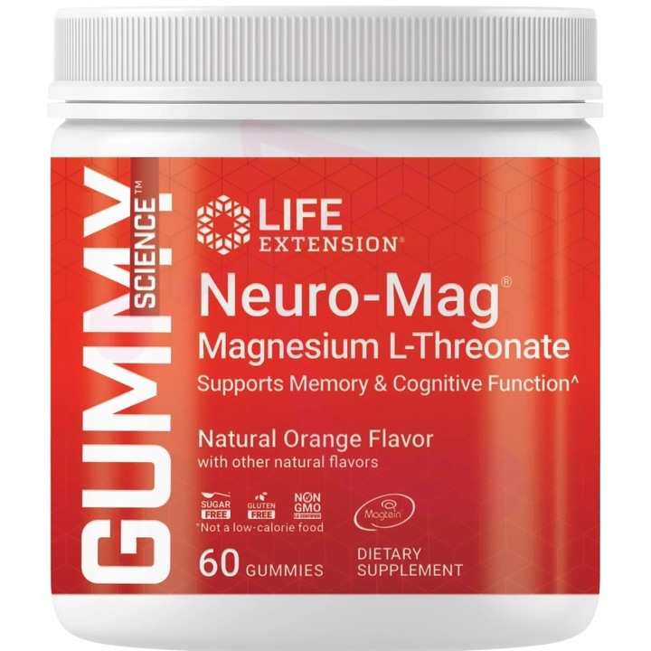Life Extension Gummy Science™ Neuro-Mag (L-treonat de magneziu), 60 jeleuri