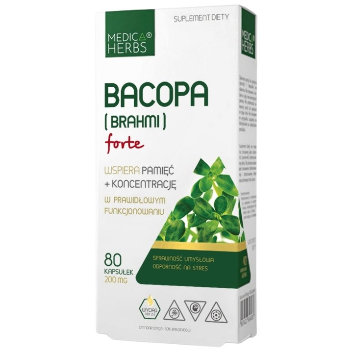 Medica Herbs Bacopa (Brahmi) Forte 200 mg, 80 kapszula