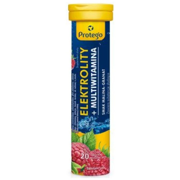 Protego Electroliti + Multivitamine, zmeura-romanta, 20 comprimate efervescente