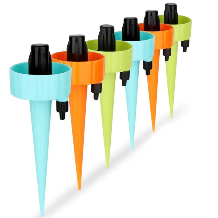 Комплект от 6 устройства за автоматично поливане на растения, многоцветни, 16,5x16,5x5,5 см