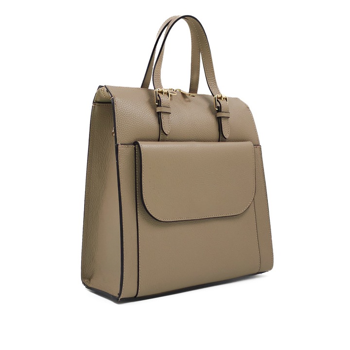 Rucsac Piele Alessa - Crem, 1 Compartiment, 4 Buzunare, 2 Barete, Rucsac Piele Naturala, Rucsac, Rucsac De Vara, Piele Naturala, Rucsac Piele